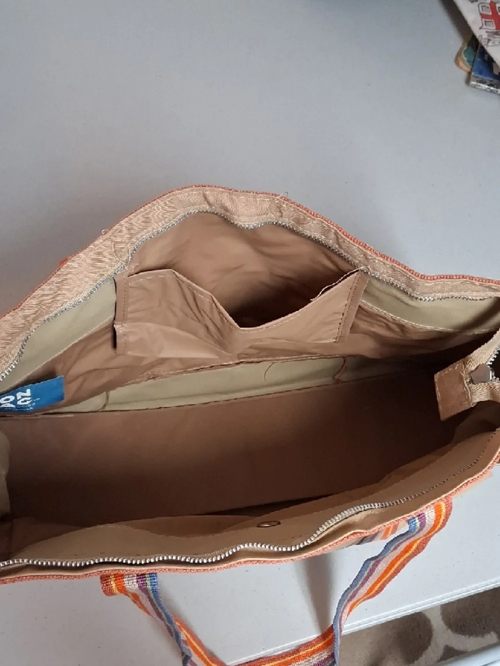 Canvas Monsac Tote Bag with Stripe Handles - Tan - Picture 5 of 5